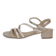 Sandale de piele cu toc inalt si barete multiple