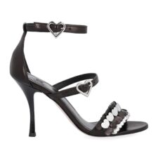 Sandale de piele cu toc inalt si detalii inima