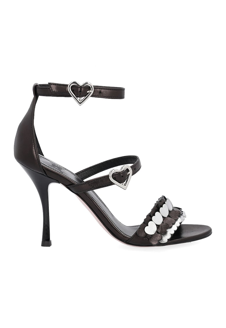 Sandale de piele cu toc inalt si detalii inima 1 Sandale de piele cu toc inalt si detalii inima