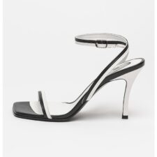 Sandale de piele cu toc inalt si varf patrat Alhena