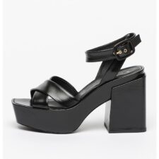 Sandale de piele cu toc masiv Cross