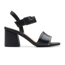 Sandale de piele cu toc masiv Siara