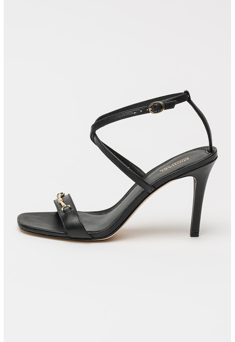 Sandale de piele cu toc si detaliu metalic 1 Sandale de piele cu toc si detaliu metalic