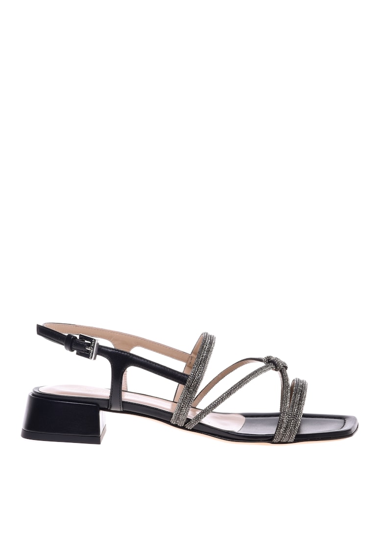 Sandale de piele cu toc si strasuri 1 Sandale de piele cu toc si strasuri