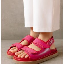 Sandale de piele cu velcro Barrel Lipstick