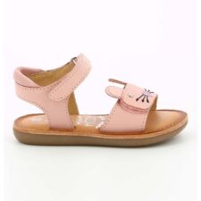 Sandale de piele cu velcro - Roz