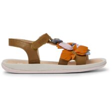 Sandale de piele cu velcro si aplicatii cu frunze Bicho Twins 745