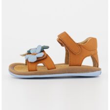 Sandale de piele cu velcro si aplicatii florale Twins