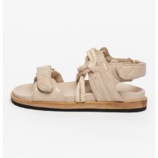 Sandale de piele cu velcro si aspect matlasat