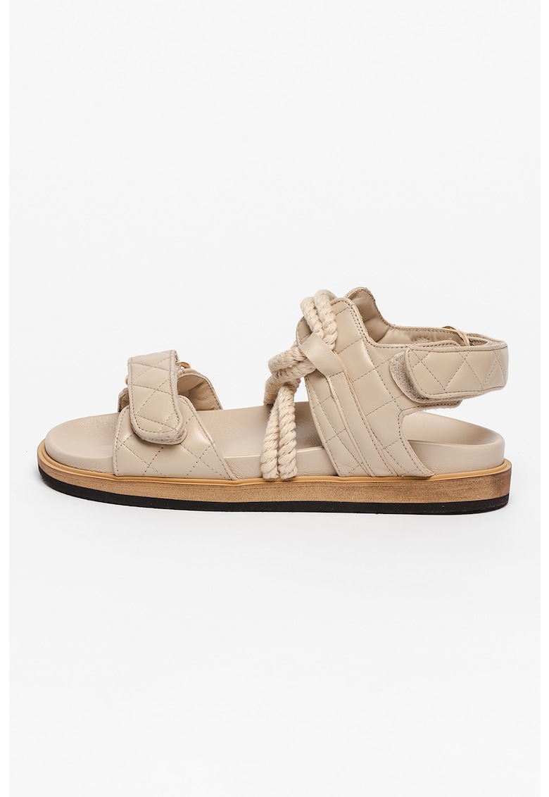 Sandale de piele cu velcro si aspect matlasat 1 Sandale de piele cu velcro si aspect matlasat