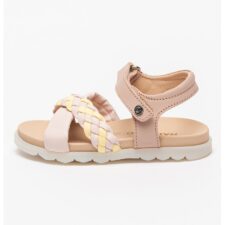 Sandale de piele cu velcro si bareta impletita Russet