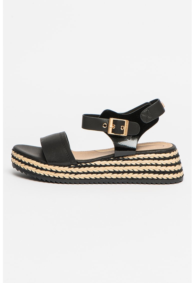 Sandale de piele ecologica cu aplicatii de iuta impletita Kim 1 Sandale de piele ecologica cu aplicatii de iuta impletita Kim