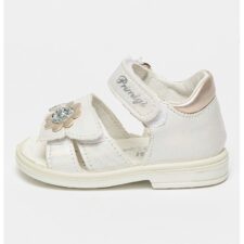 Sandale de piele ecologica cu aplicatii florale