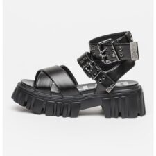 Sandale de piele ecologica cu aspect masiv Lion