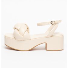 Sandale de piele ecologica cu aspect matlasat si impletit