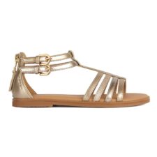 Sandale de piele ecologica cu aspect metalizat