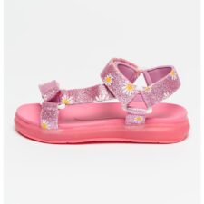 Sandale de piele ecologica cu aspect stralucitor Lamis