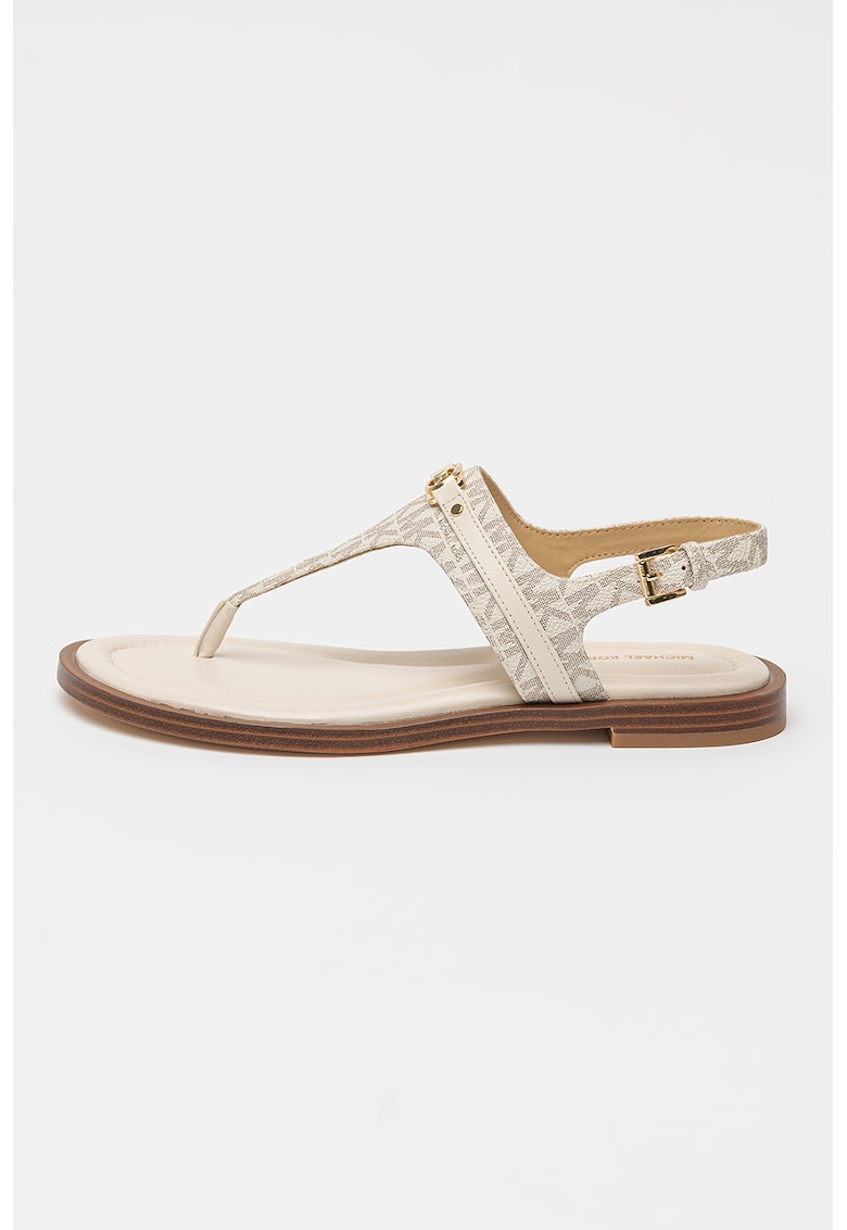 Sandale de piele ecologica cu bareta T si monograma Mandy 1 Sandale de piele ecologica cu bareta T si monograma Mandy