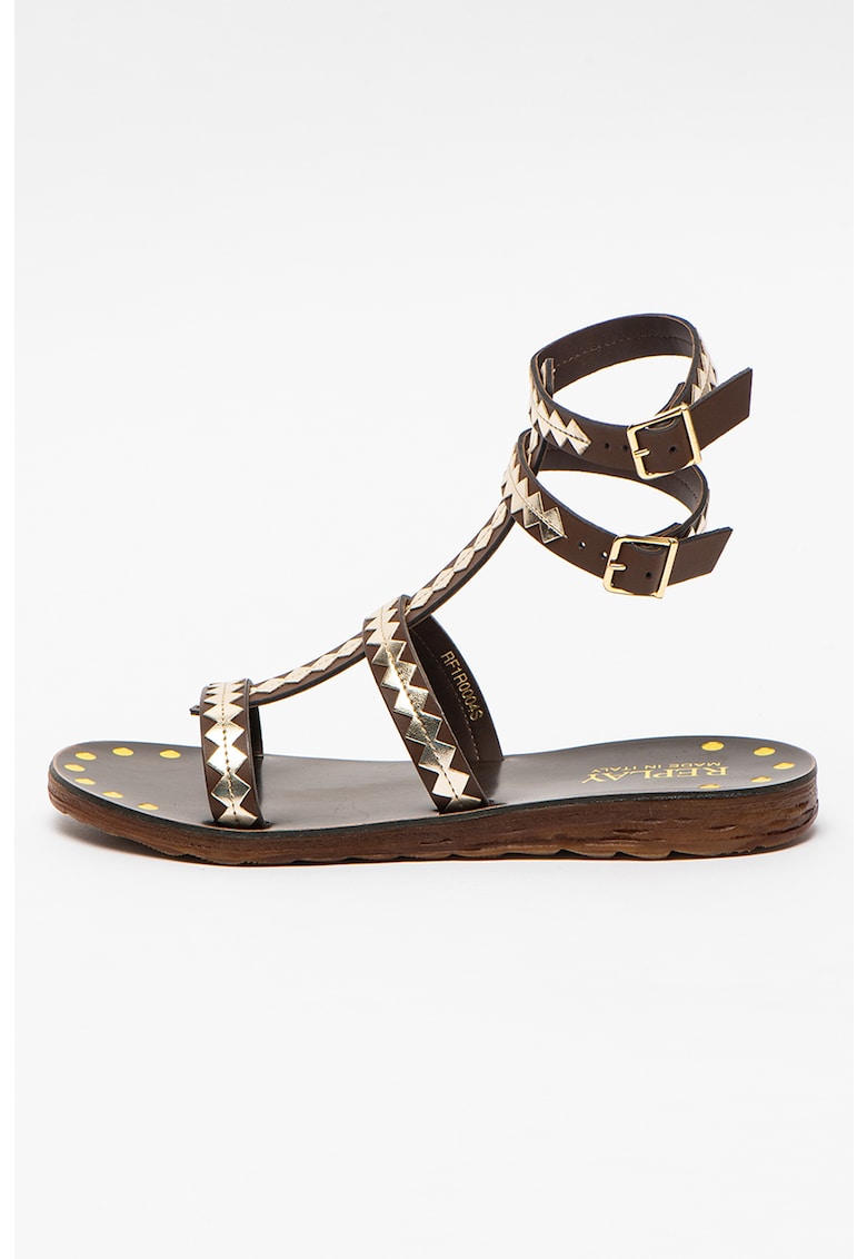 Sandale de piele ecologica cu bareta dubla pe glezna Enville 1 Sandale de piele ecologica cu bareta dubla pe glezna Enville