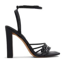 Sandale de piele ecologica cu bareta pe glezna Estela