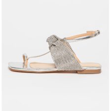 Sandale de piele ecologica cu model cu funda si strasuri