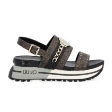 Sandale de piele ecologica cu model logo