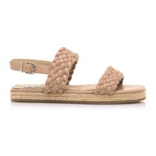 Sandale de piele ecologica cu talpa joasa si aspect impletit