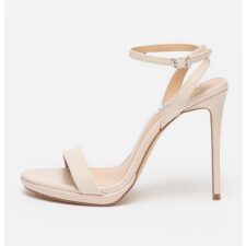 Sandale de piele ecologica cu toc inalt si aspect metalizat Wordly