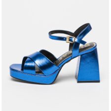 Sandale de piele ecologica cu toc masiv Bella Cross