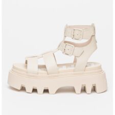 Sandale de piele ecologica cu toc masiv Flora