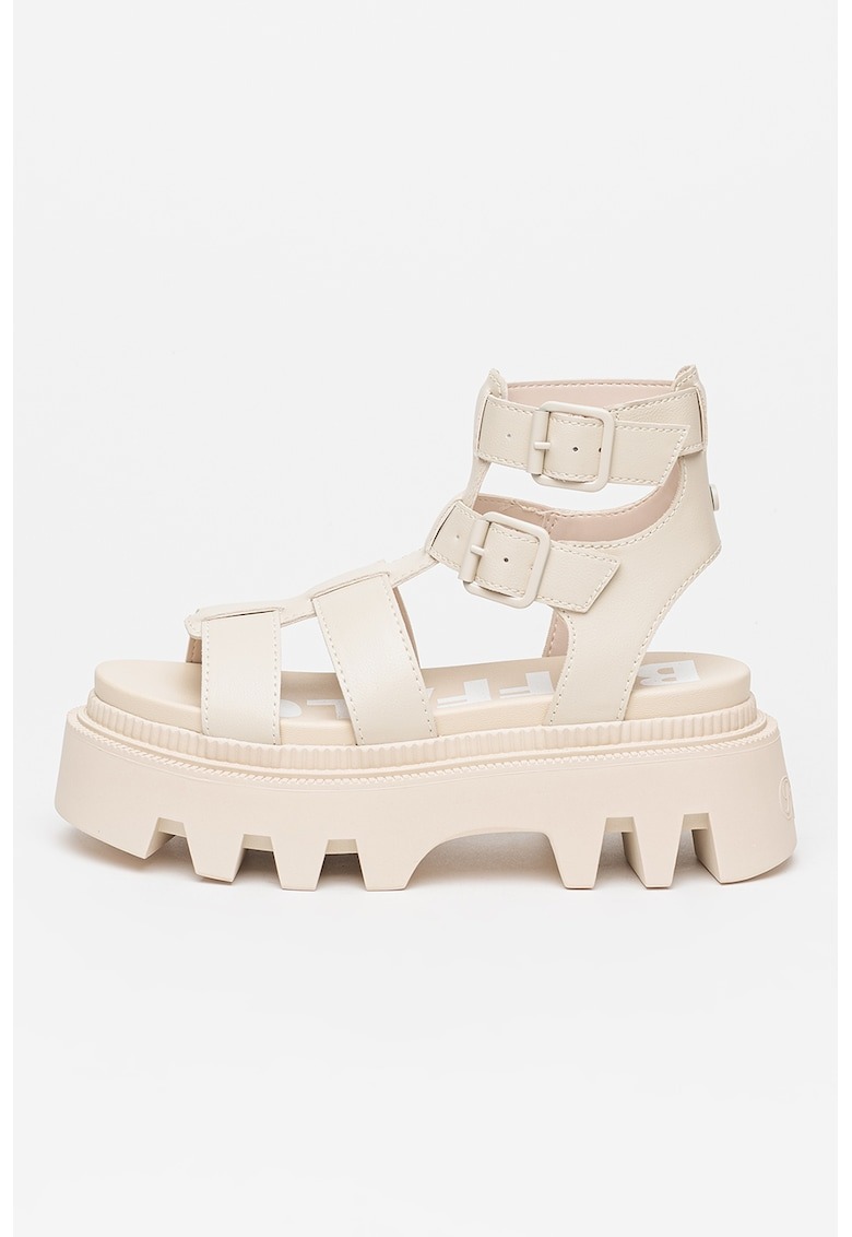 Sandale de piele ecologica cu toc masiv Flora 1 Sandale de piele ecologica cu toc masiv Flora