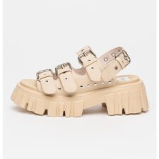 Sandale de piele ecologica cu toc masiv Lion