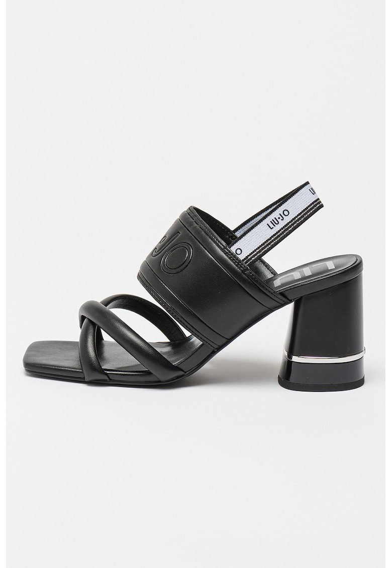 Sandale de piele ecologica cu toc masiv Nice 1 Sandale de piele ecologica cu toc masiv Nice