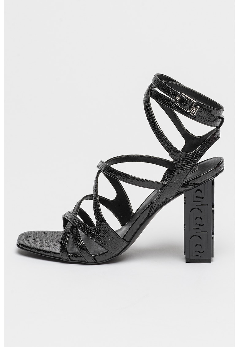 Sandale de piele ecologica cu toc masiv Serena 1 Sandale de piele ecologica cu toc masiv Serena