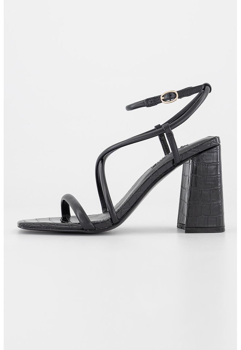 Sandale de piele ecologica cu toc masiv Yeera 1 Sandale de piele ecologica cu toc masiv Yeera