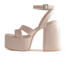 Sandale de piele ecologica cu toc masiv Zaida