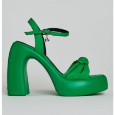 Sandale de piele ecologica cu toc masv