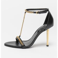 Sandale de piele ecologica cu toc stiletto Ropes