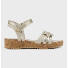 Sandale de piele ecologica cu velcro si aspect metalizat