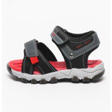 Sandale de piele ecologica cu velcro si cusaturi contrastante