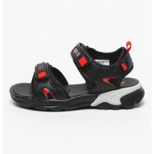 Sandale de piele ecologica cu velcro si detalii contrastante