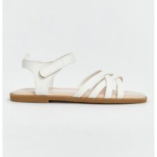 Sandale de piele ecologica cu velcro si talpa plata