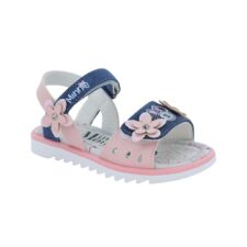 Sandale de piele ecologica si material textil - cu aplicatii florale