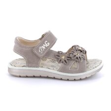 Sandale de piele intoarsa cu aplicatie florala