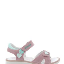 Sandale de piele intoarsa cu aplicatii in forma de inima