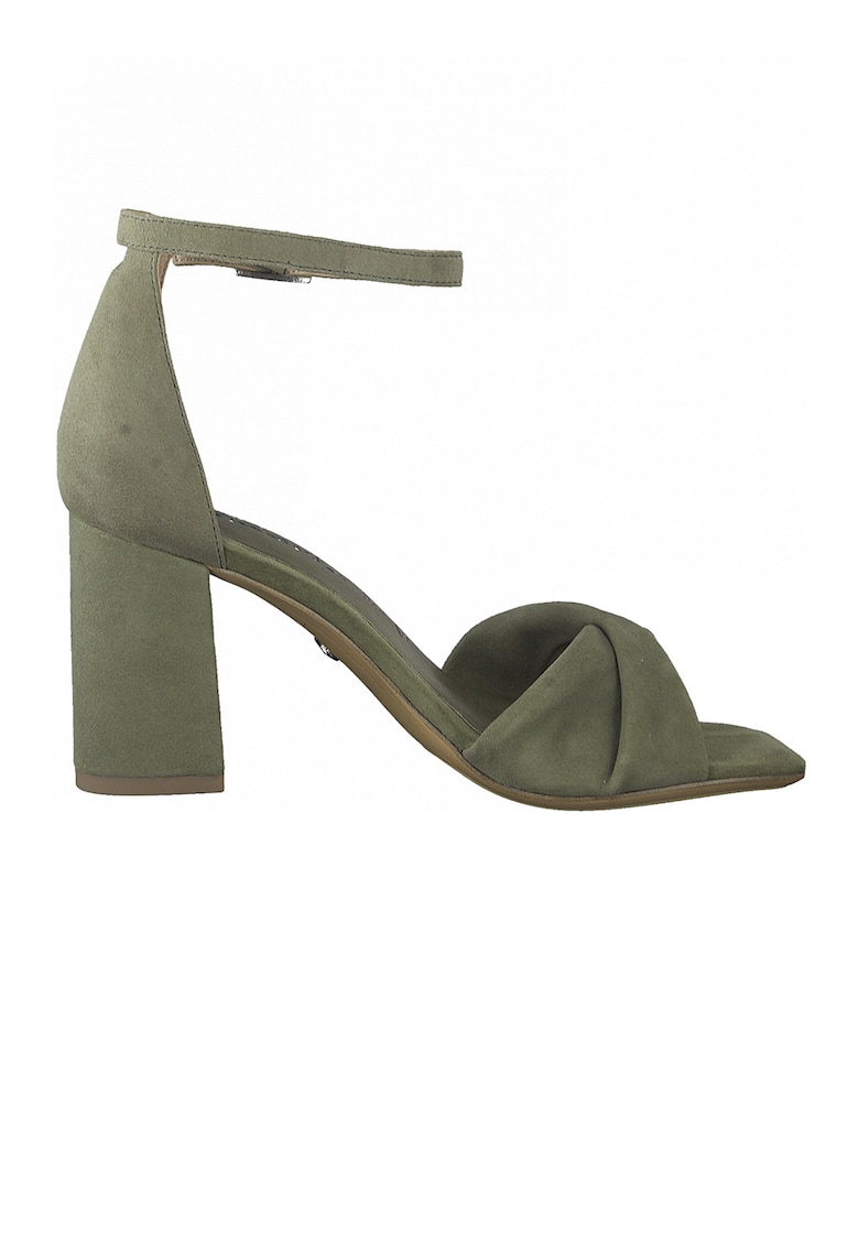 Sandale de piele intoarsa cu bareta pe glezna si model rasucit 1 Sandale de piele intoarsa cu bareta pe glezna si model rasucit