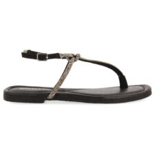 Sandale de piele intoarsa cu bareta separatoare si strasuri Burnt