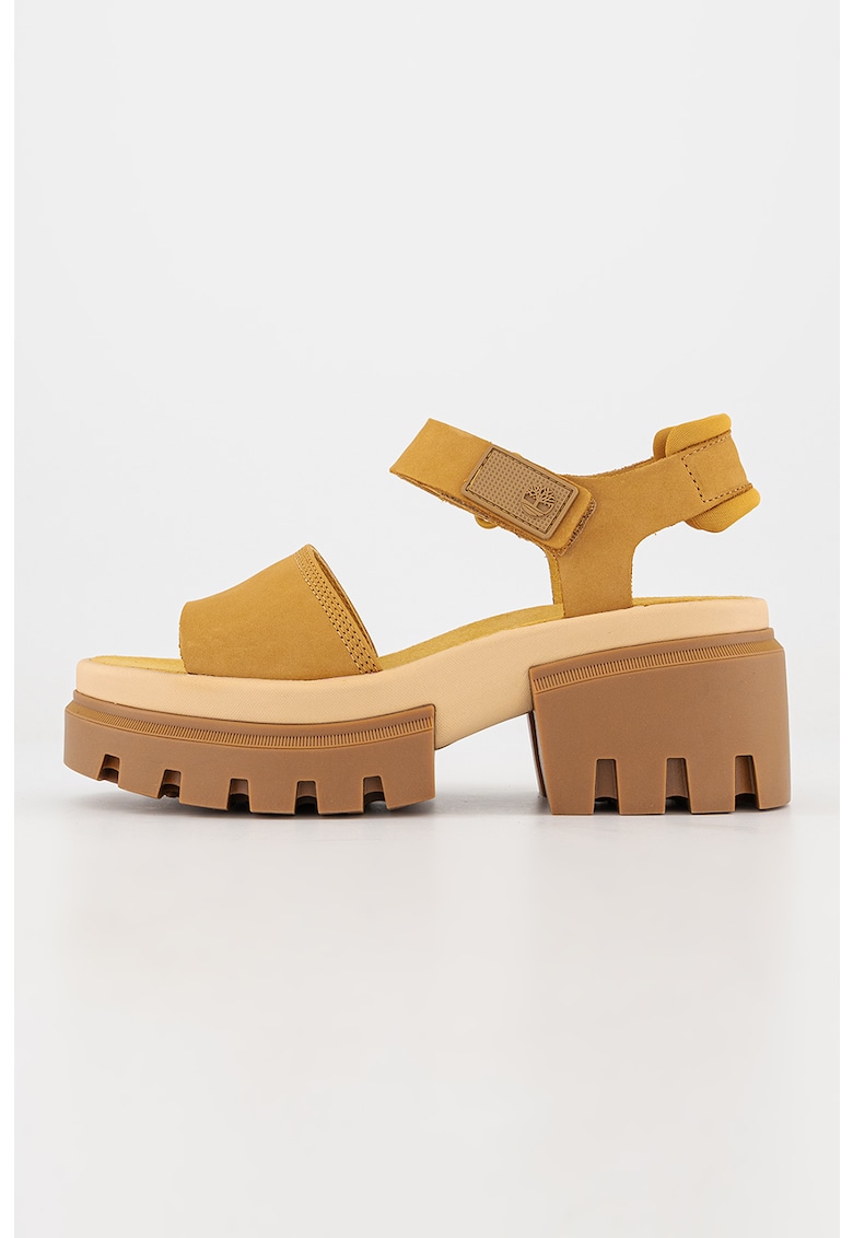 Sandale de piele intoarsa cu toc masiv Everleigh 1 Sandale de piele intoarsa cu toc masiv Everleigh