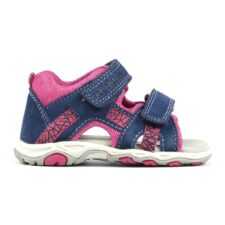 Sandale de piele intoarsa cu velcro si logo