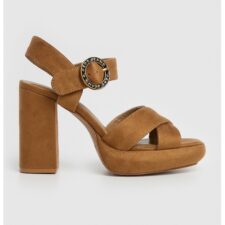 Sandale de piele intoarsa ecologica cu toc masiv